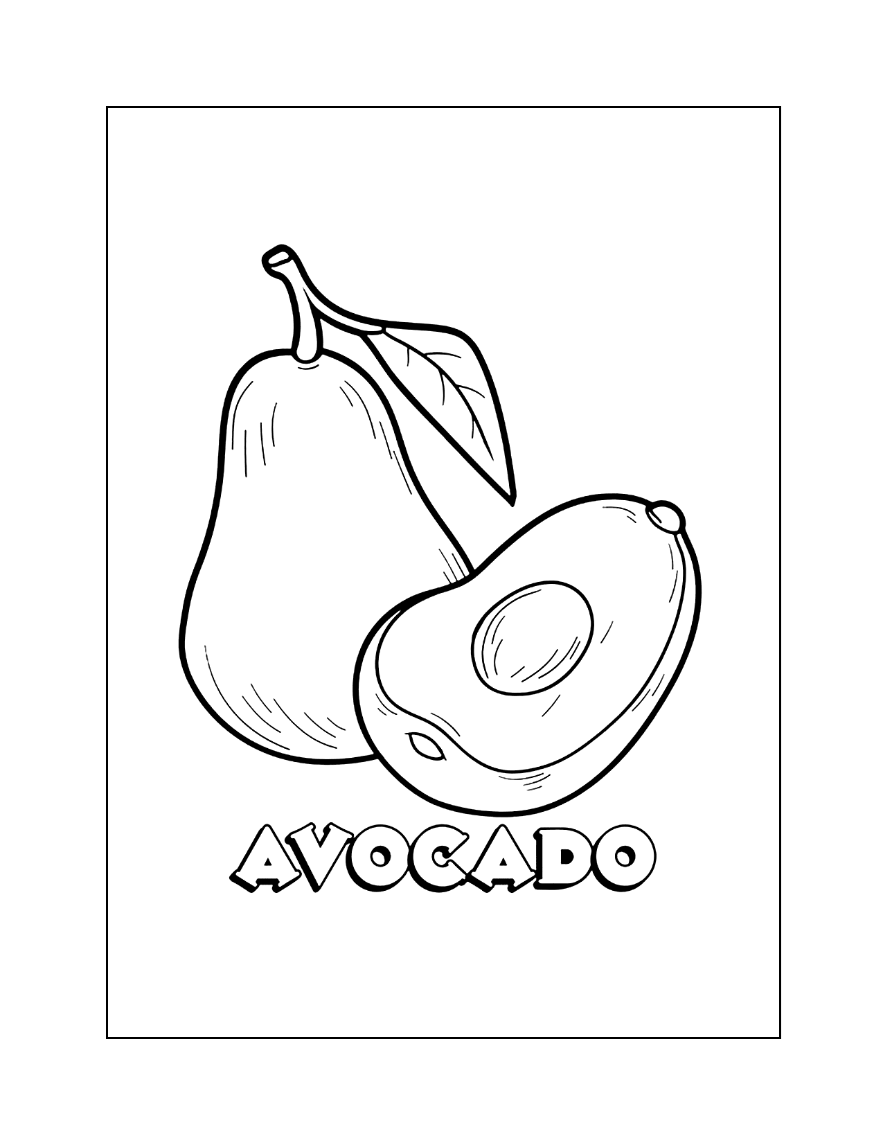 Avocado Coloring Worksheet
