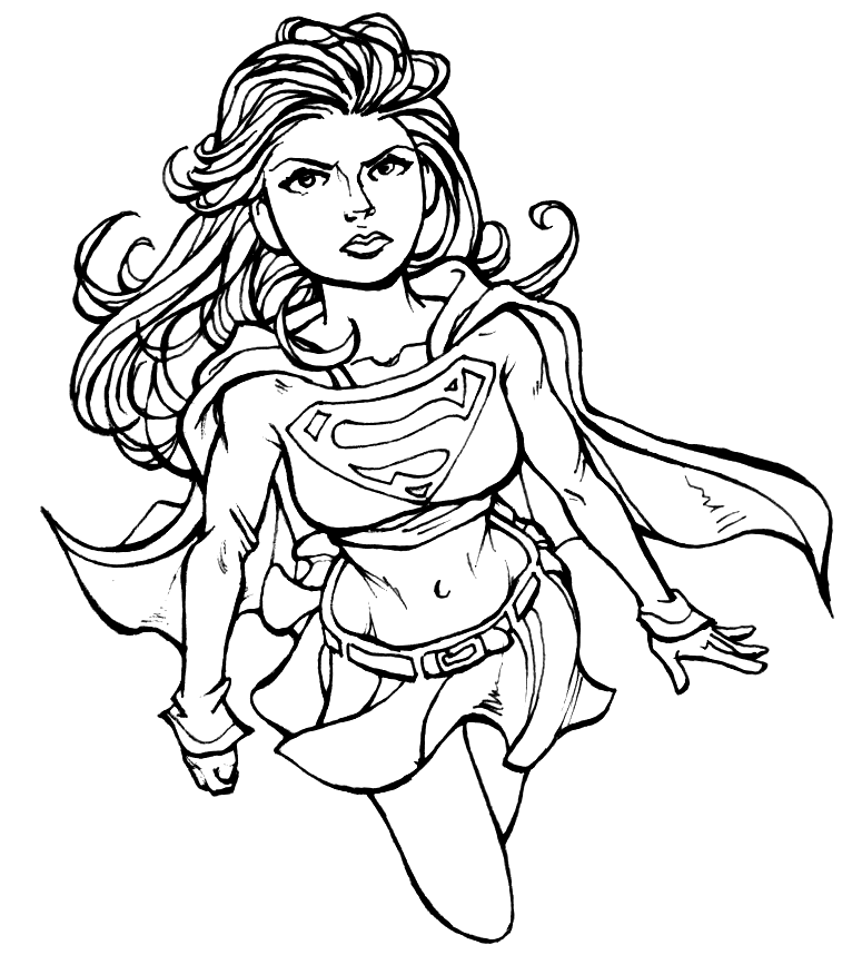 Awesome Supergirl Drawing For Coloring
