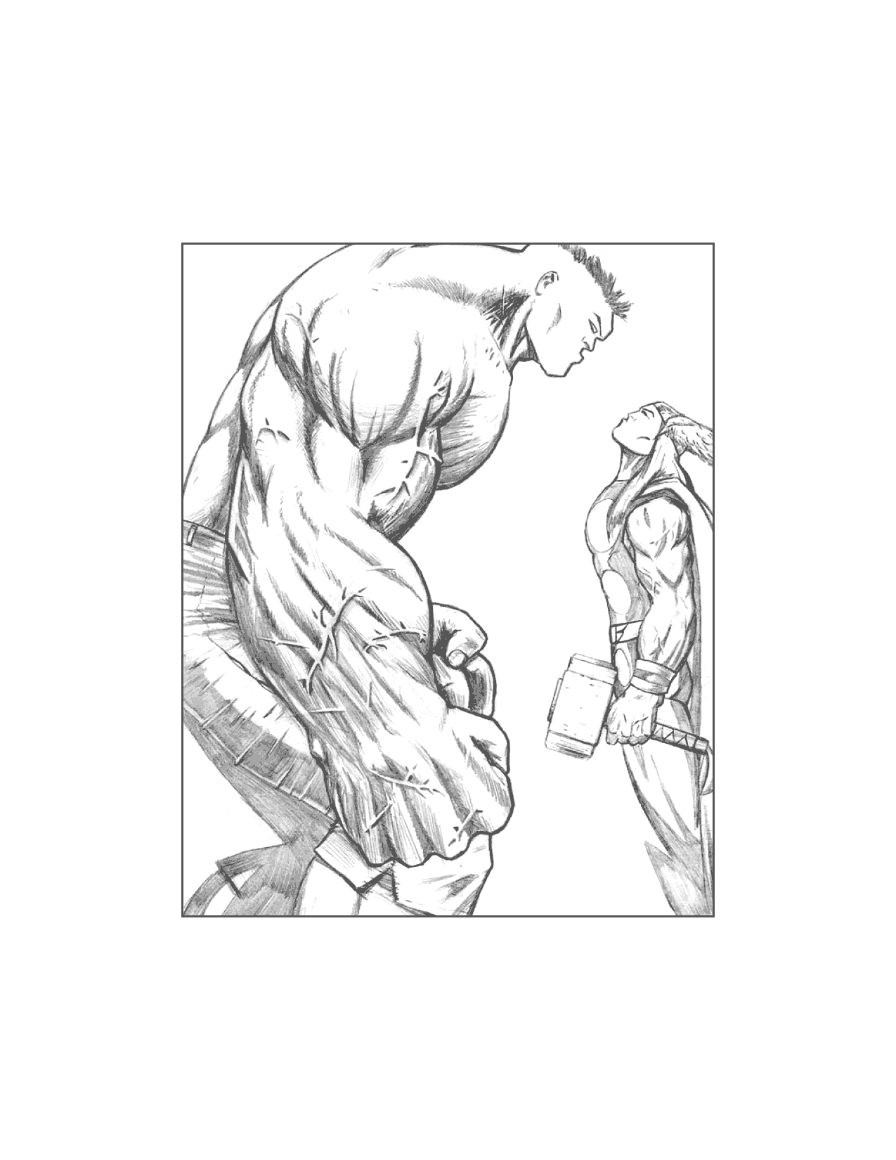 Awesome Thor And Hulk Drawing To Color