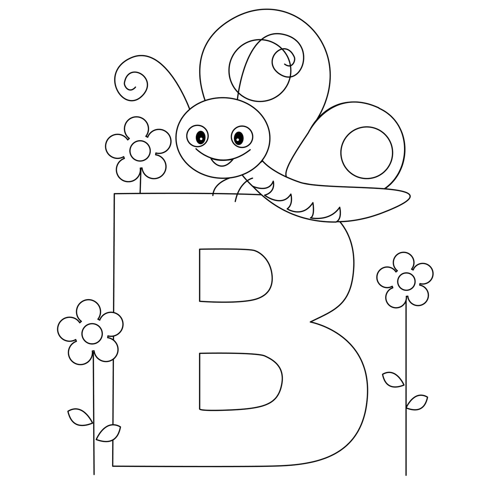 B for Bug Preschool Coloring Pages