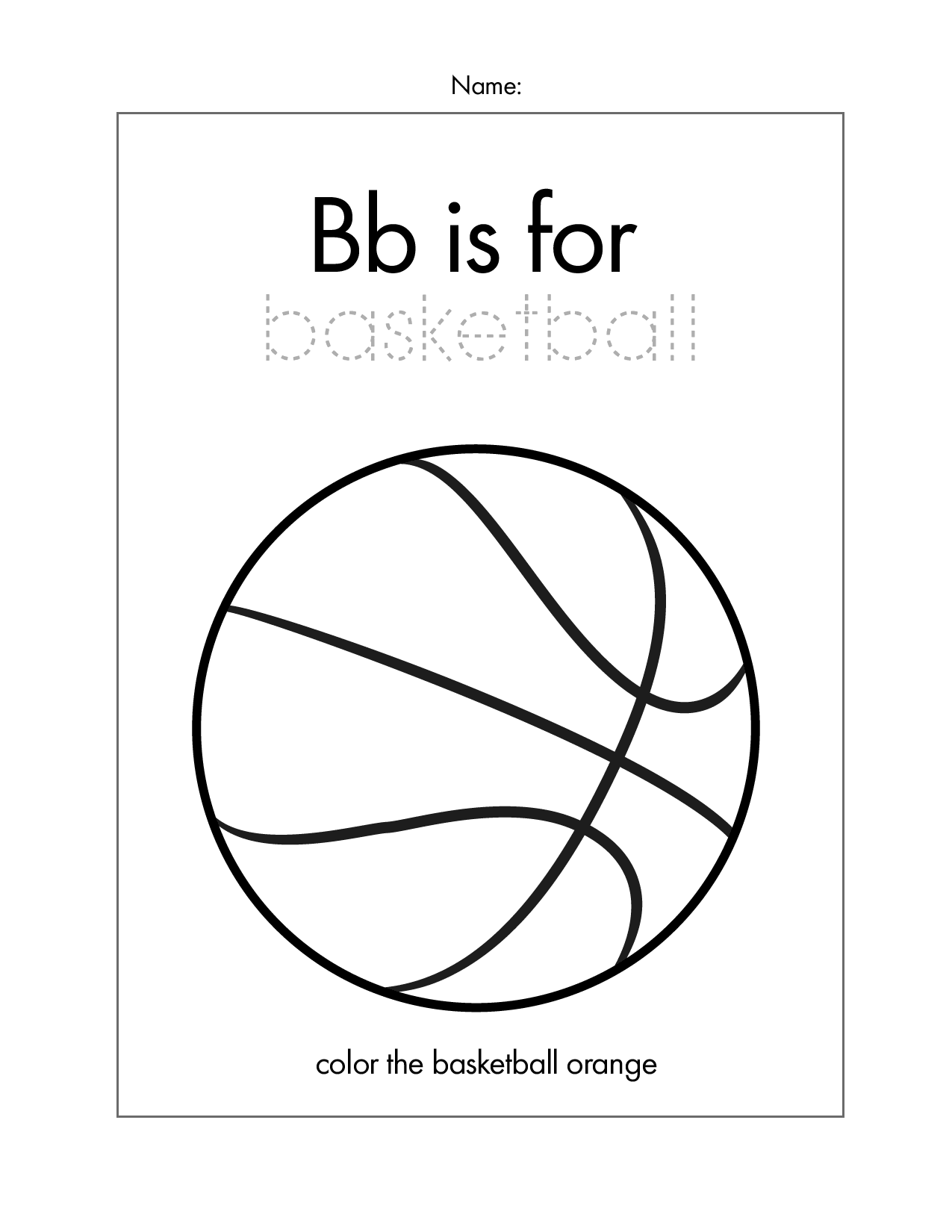 B Is For Basketball Coloring Page