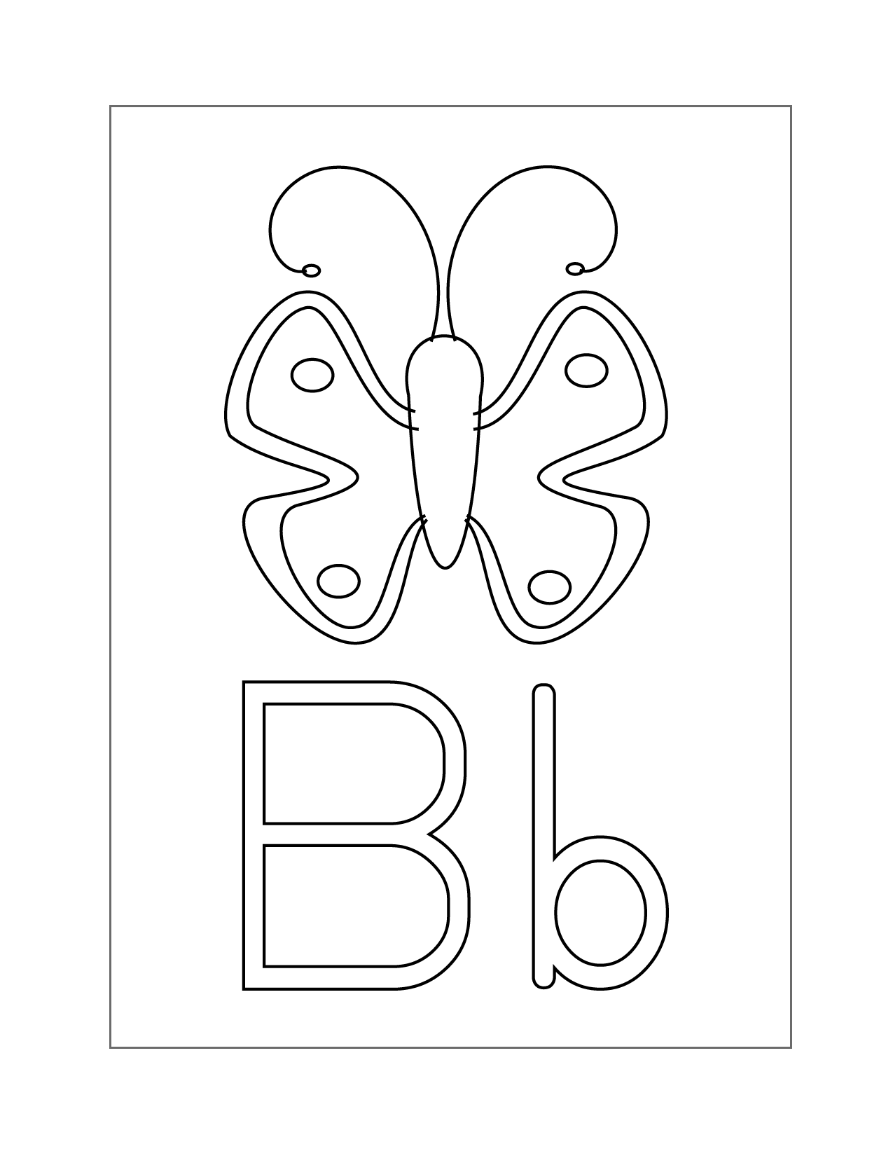 B Is For Butterfly Coloring Page