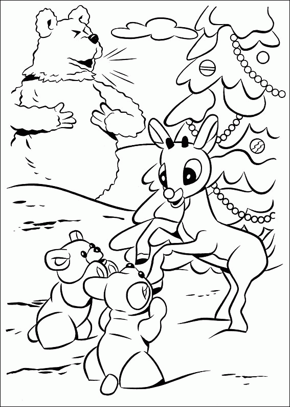 Baby Bears - Rudolph Coloring Page