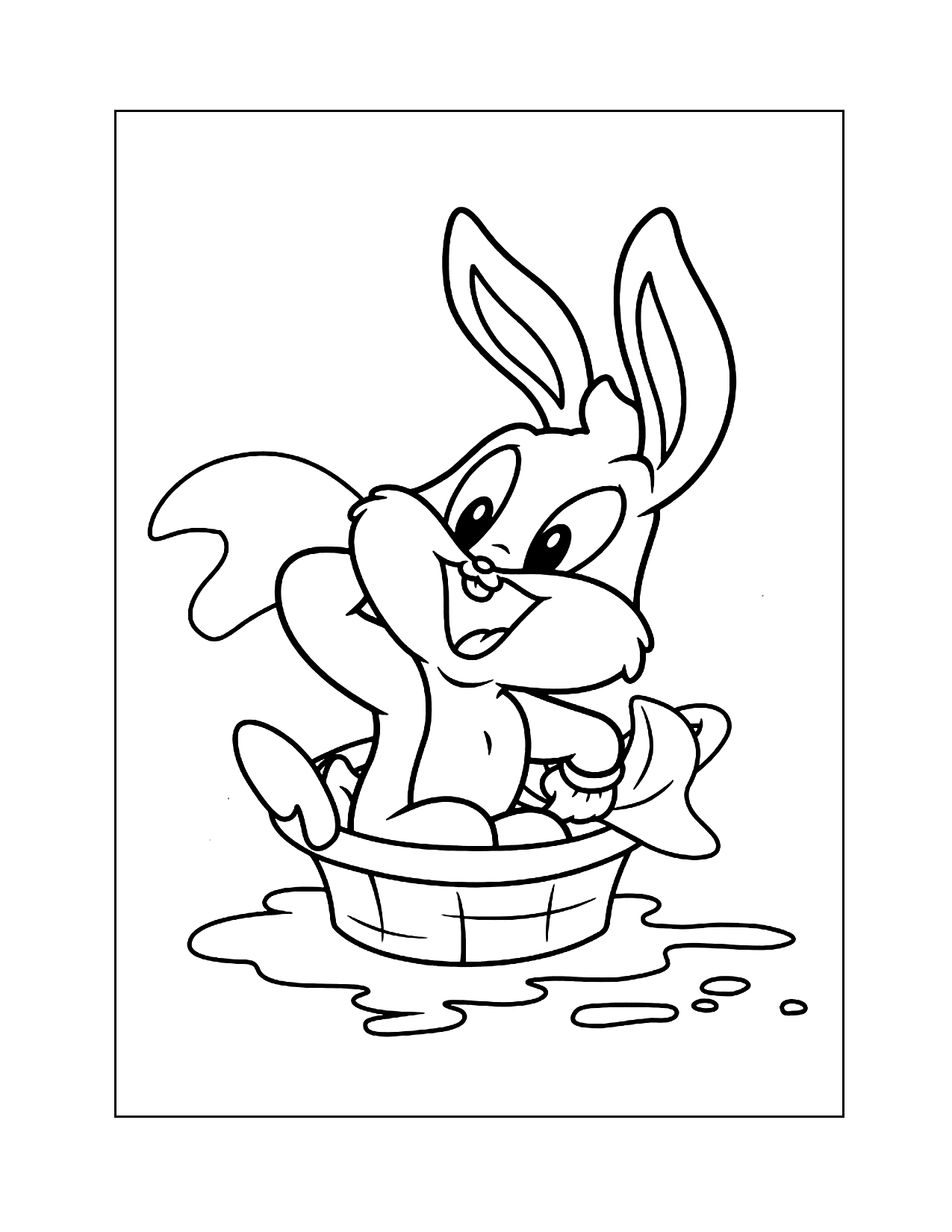 Baby Bugs Bunny Drying Off From A Bath Coloring Page