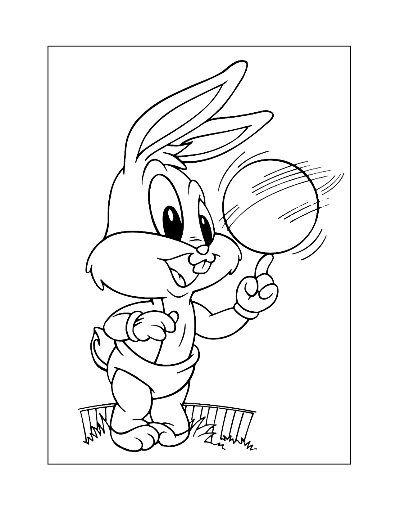 Baby Bugs Bunny Spinning Basketball Coloring Page