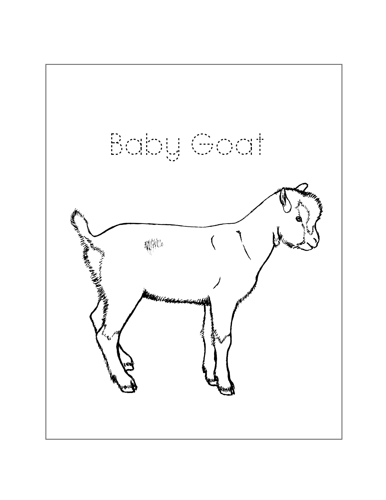 Baby Goat Coloring Spelling Sheet