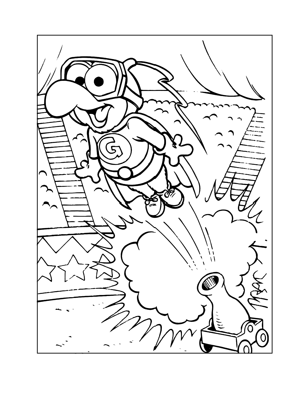 Baby Gonzo Shot Out Of A Canon Coloring Page