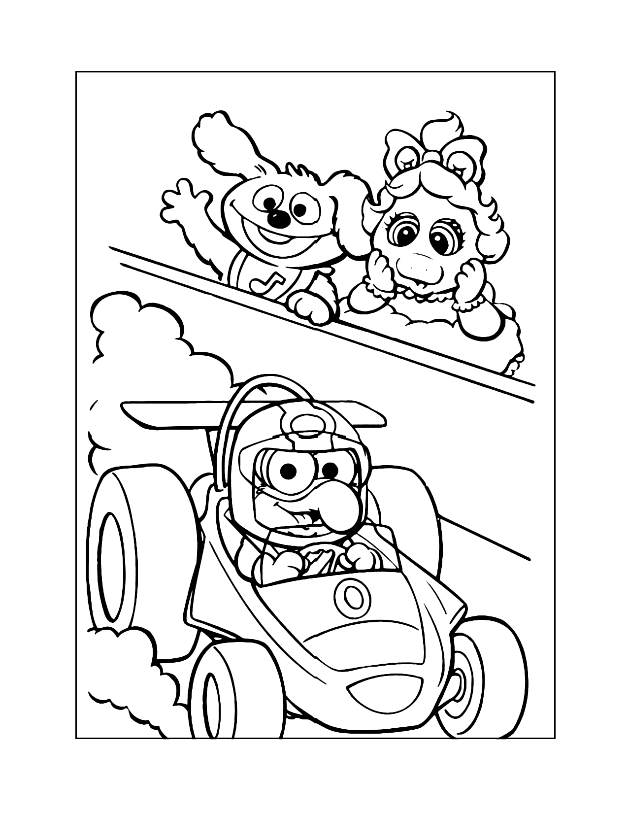 Baby Gonzo In A Racecar Coloring Page