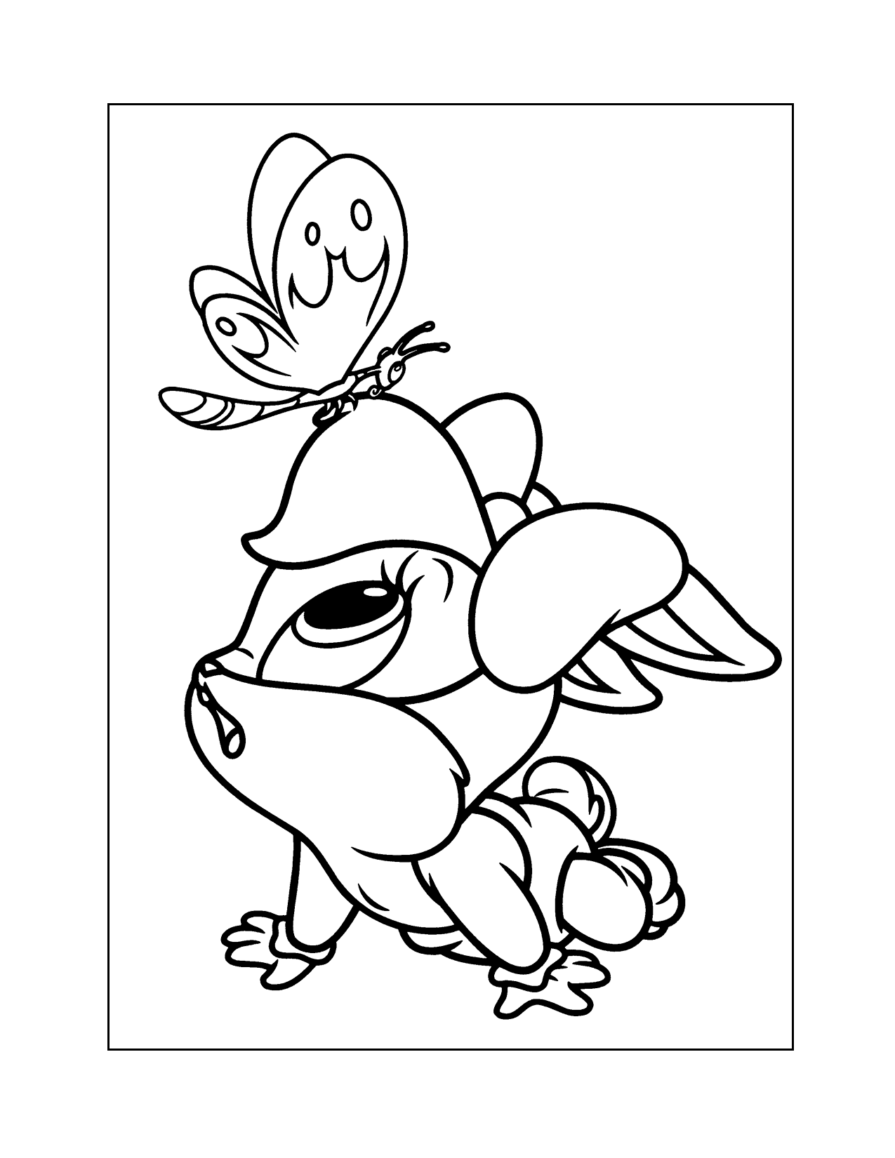 Baby Lola Bunny Afraid Of Butterfly Coloring Page