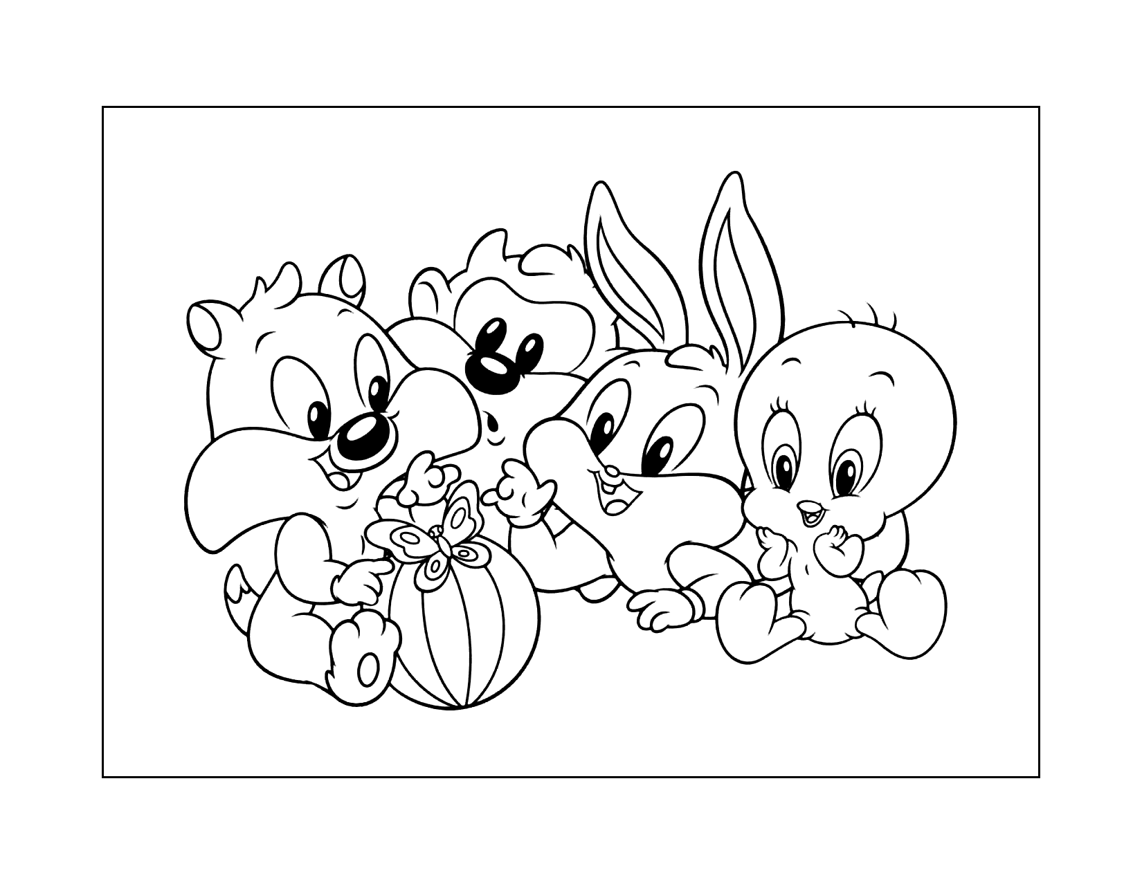 Baby Looney Tunes And Butterfly Coloring Page