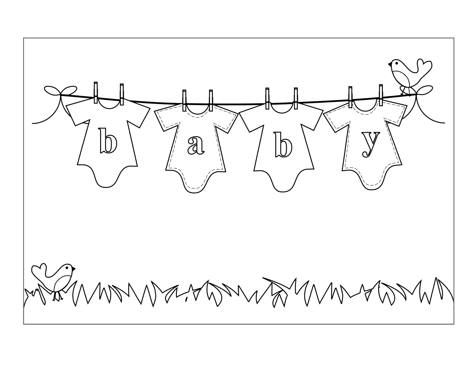 Baby Onesie Banner On Clothesline Coloring Page