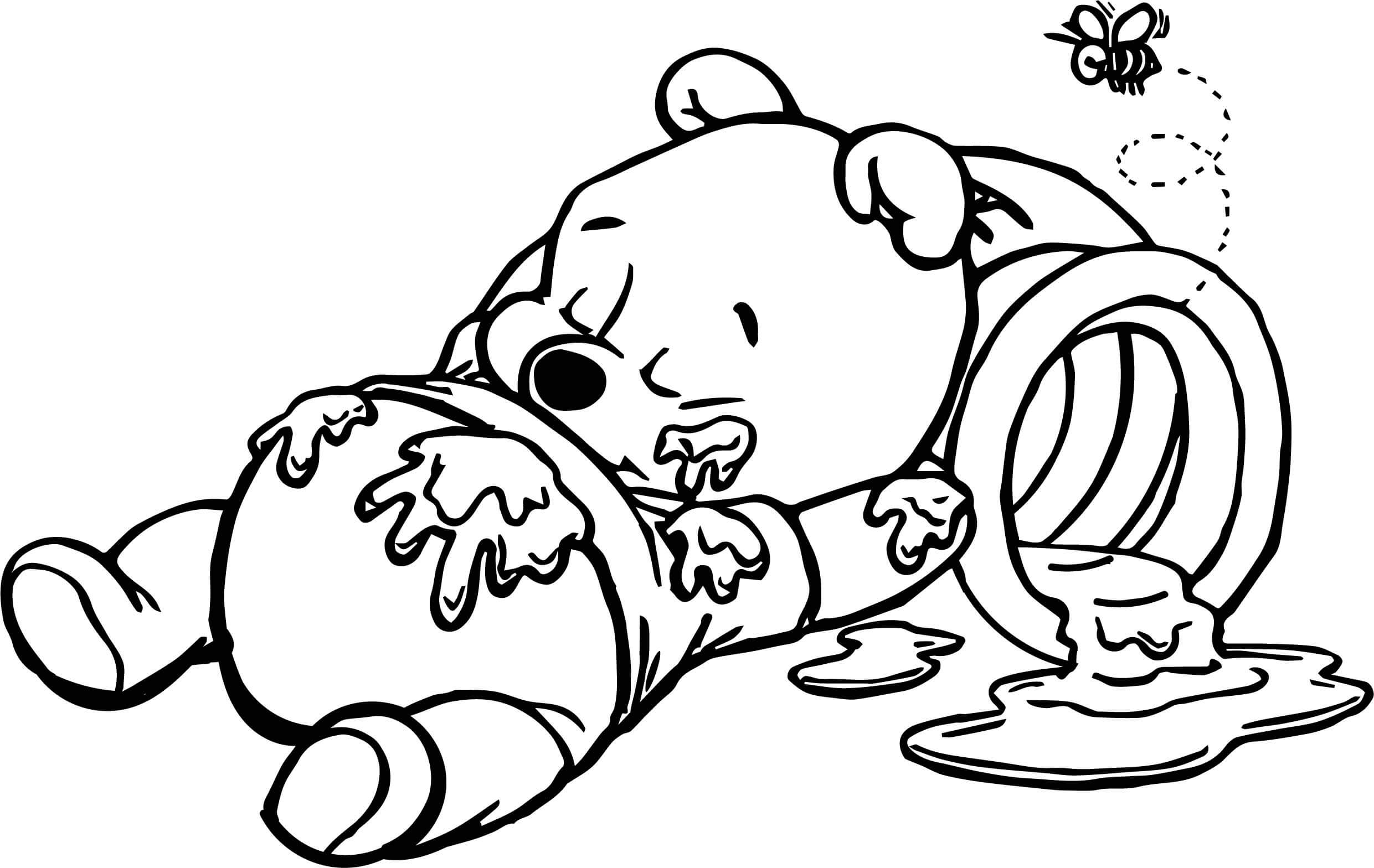 Baby Pooh Honey Coloring Page