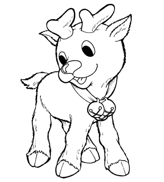 Baby Reindeer Easy Coloring Page for Preschoolers