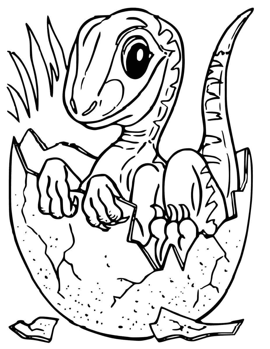 Baby T Rex Egg Hatching Coloring Page