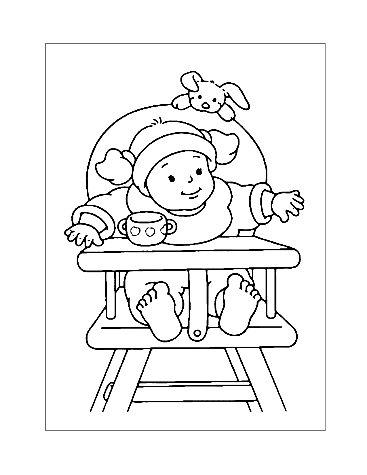 Baby In High Chair Coloring Page