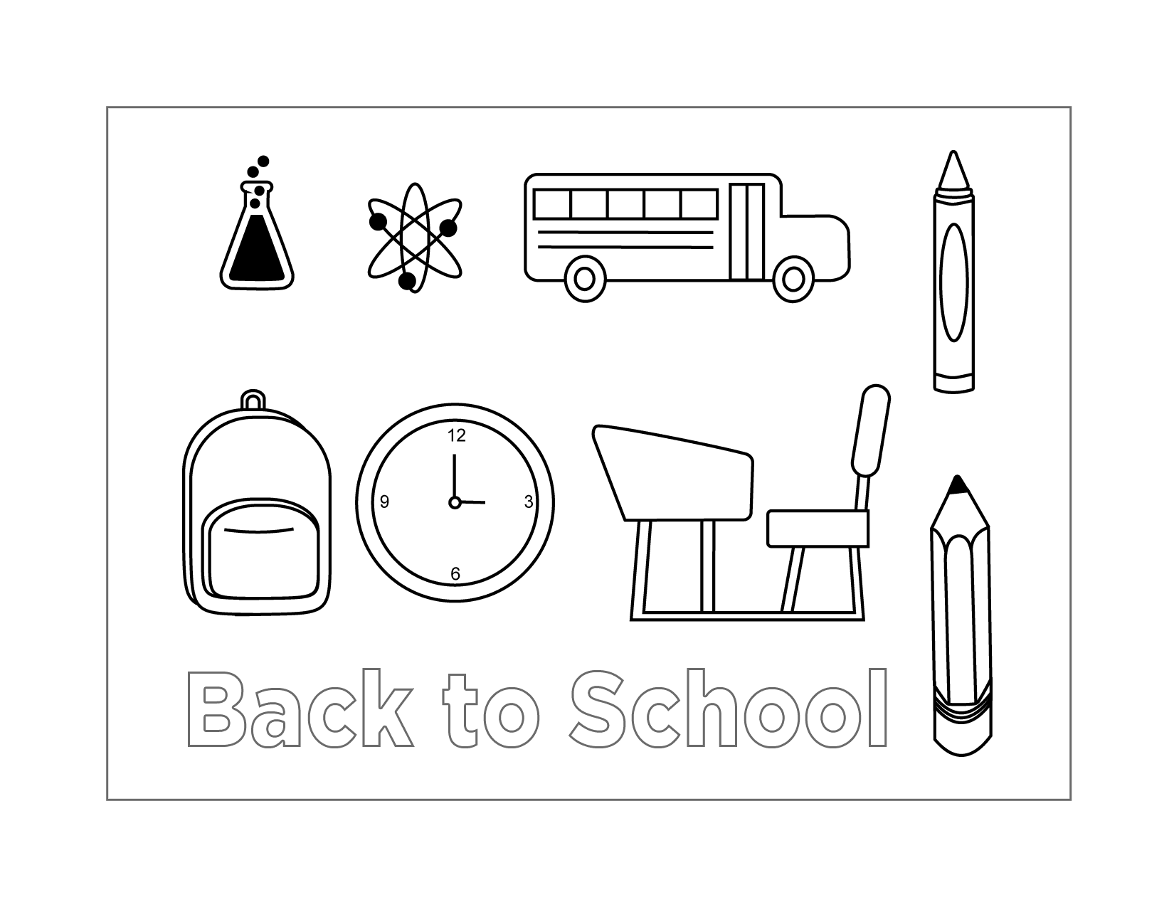 Back To School Symbols Coloring Page