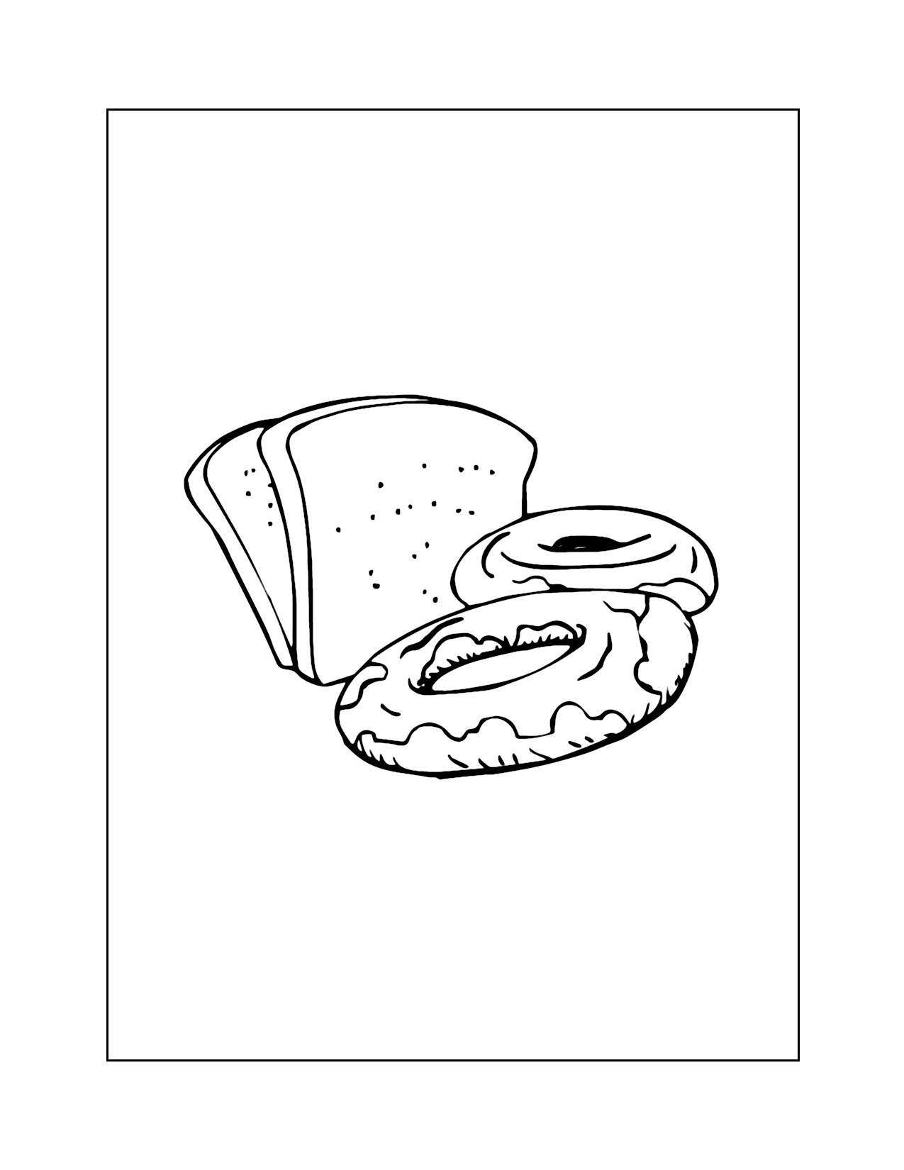 Bagel Donut Bread Coloring Page