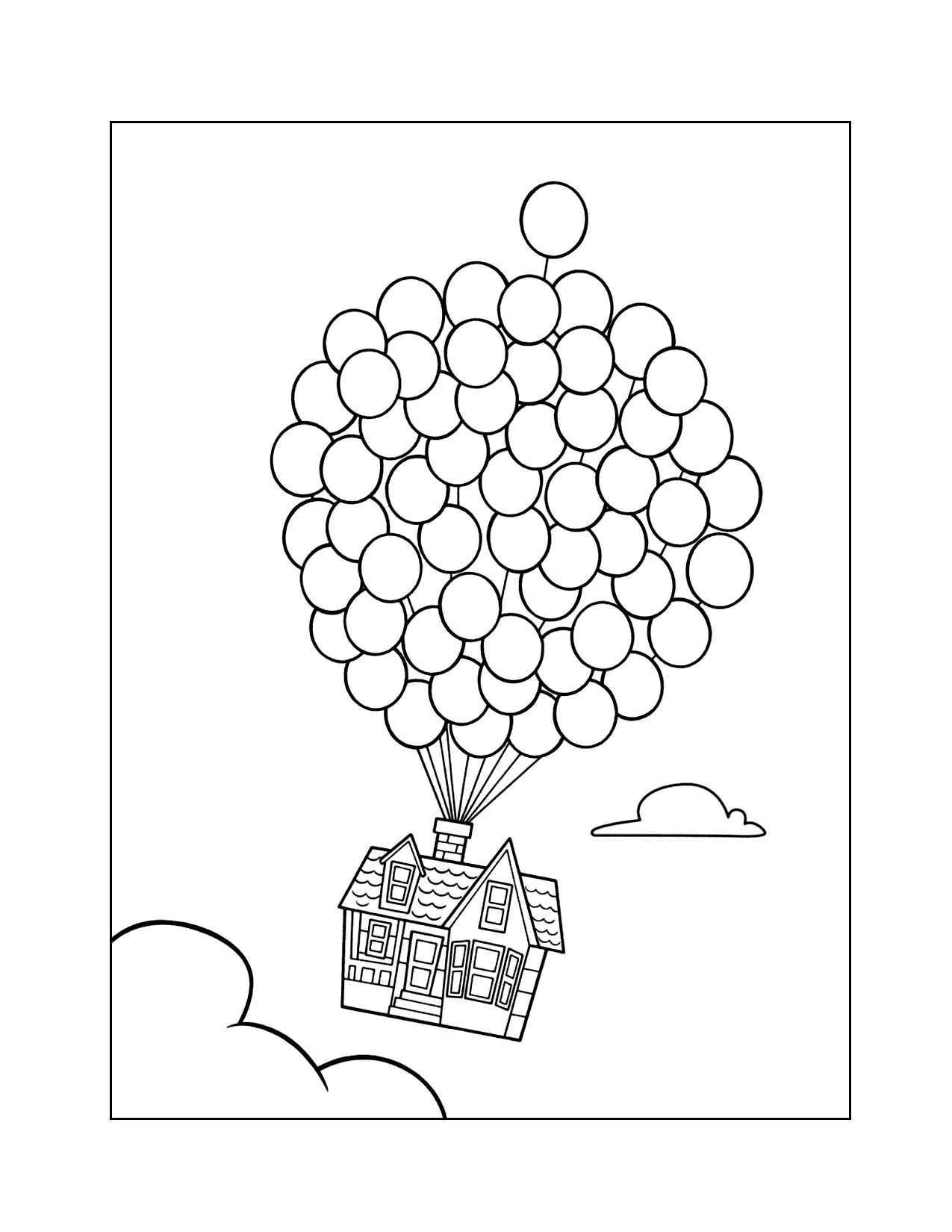 Balloons From Up Coloring Page