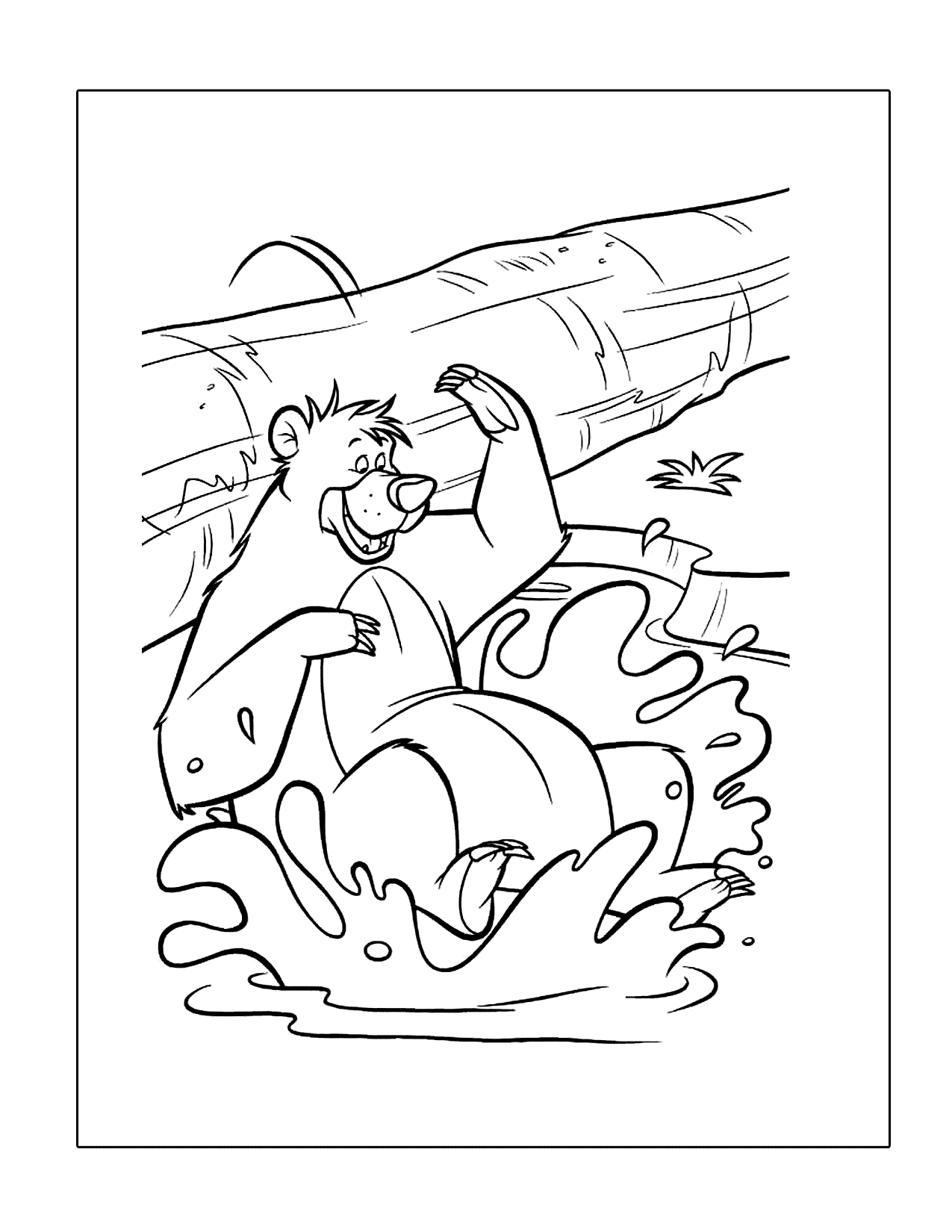 Baloo Splashes Around Jungle Book Coloring Page