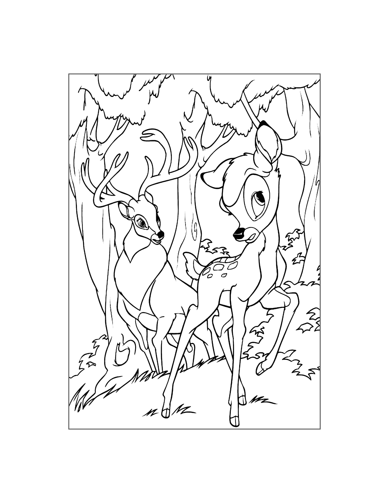 Bambi And The Large Buck Coloring Page