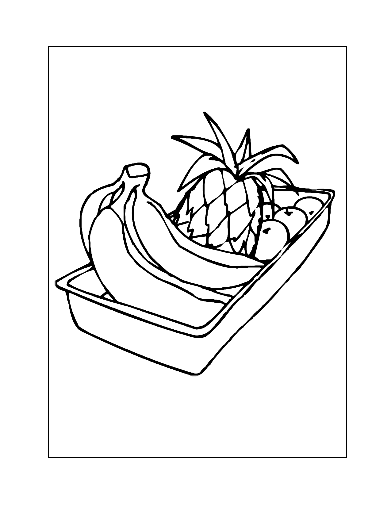 Banana And Pineapple Fruit Platter Coloring Page