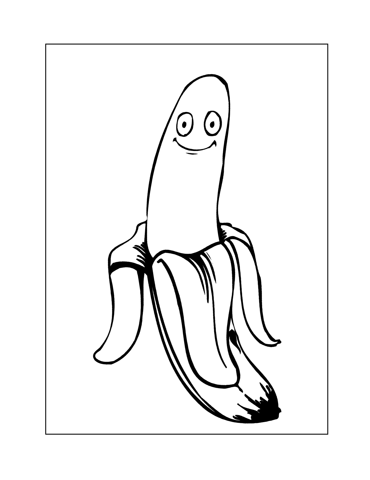 Banana With A Smiling Face Coloring Page