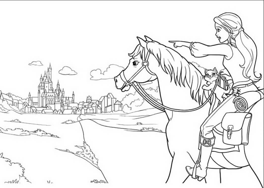 Barbie Horse Coloring Page