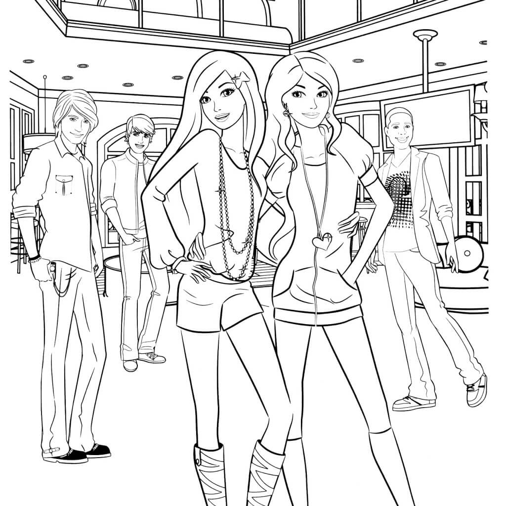 Barbie Party Coloring Page