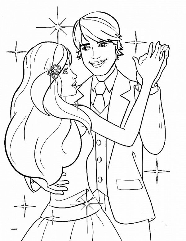 Barbie and Ken Go To Prom Coloring