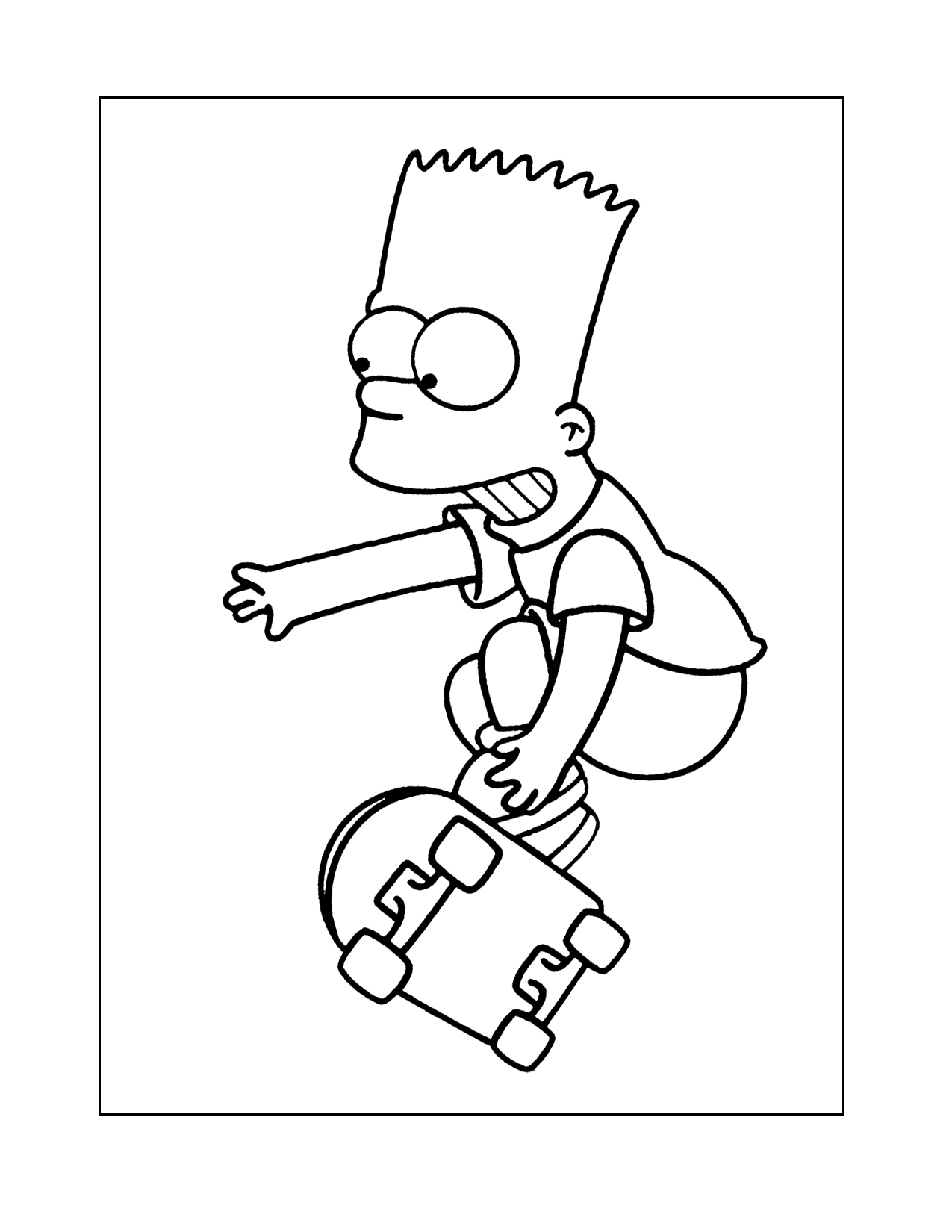Bart Simpson Ollying A Skateboard Coloring Page