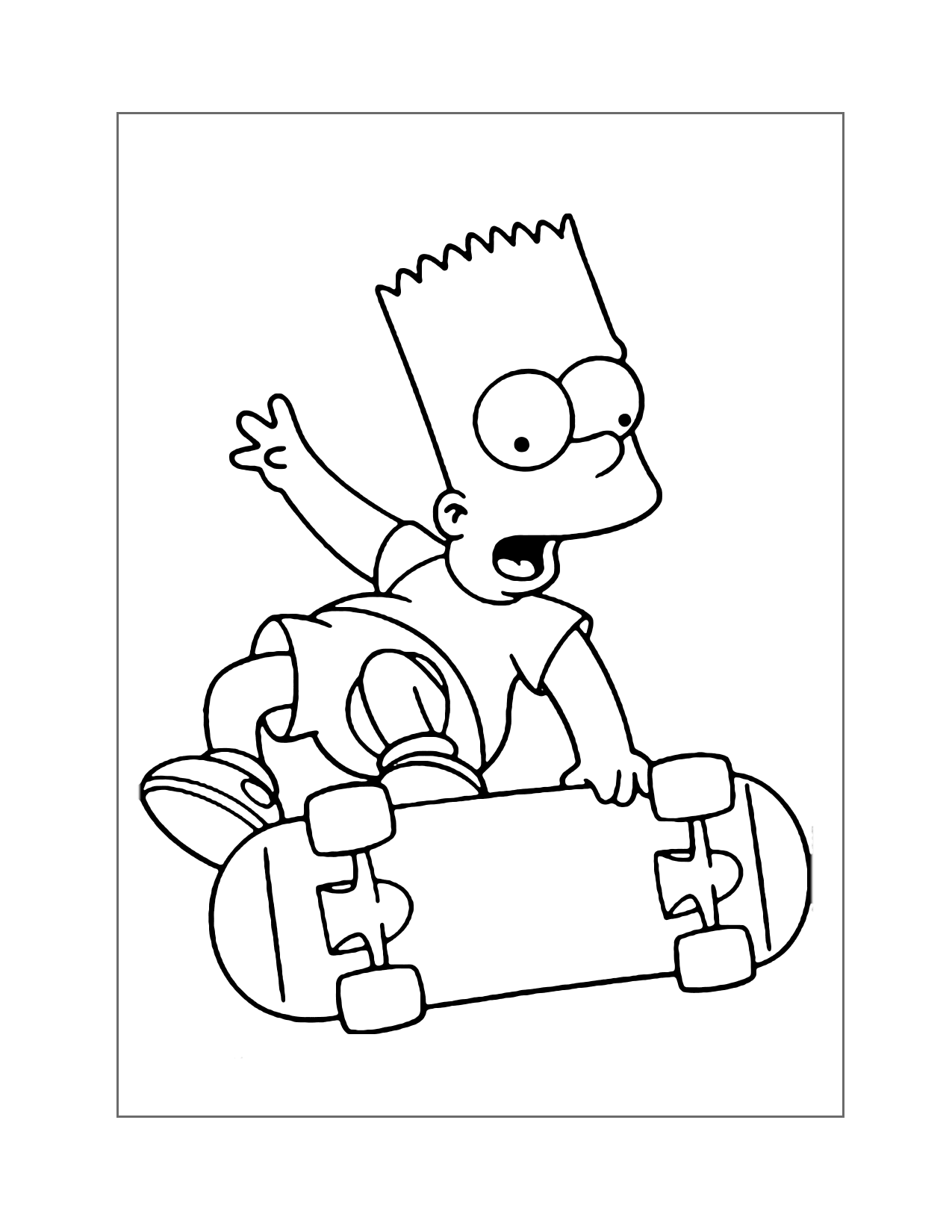 Bart Simpson Rides A Skateboard Coloring Page