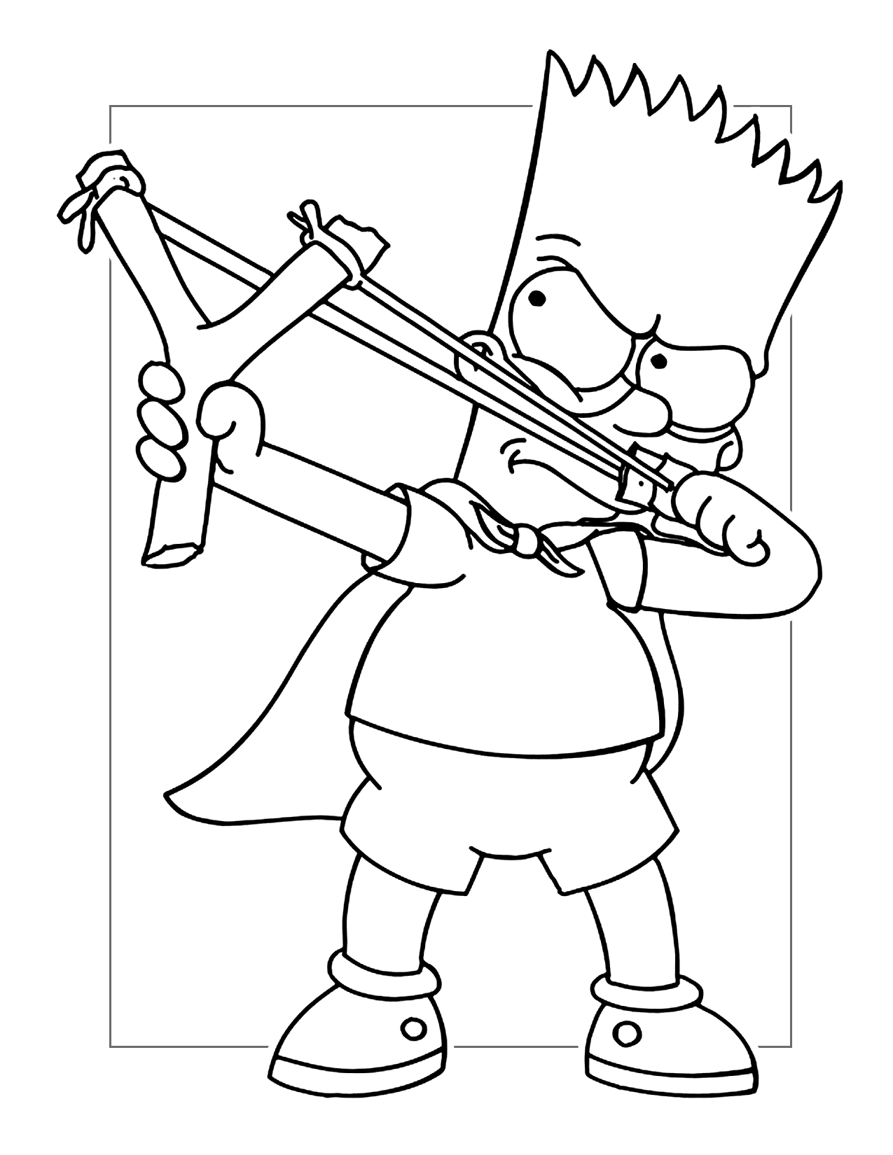 Bart Simpsons Slingshot Coloring Page
