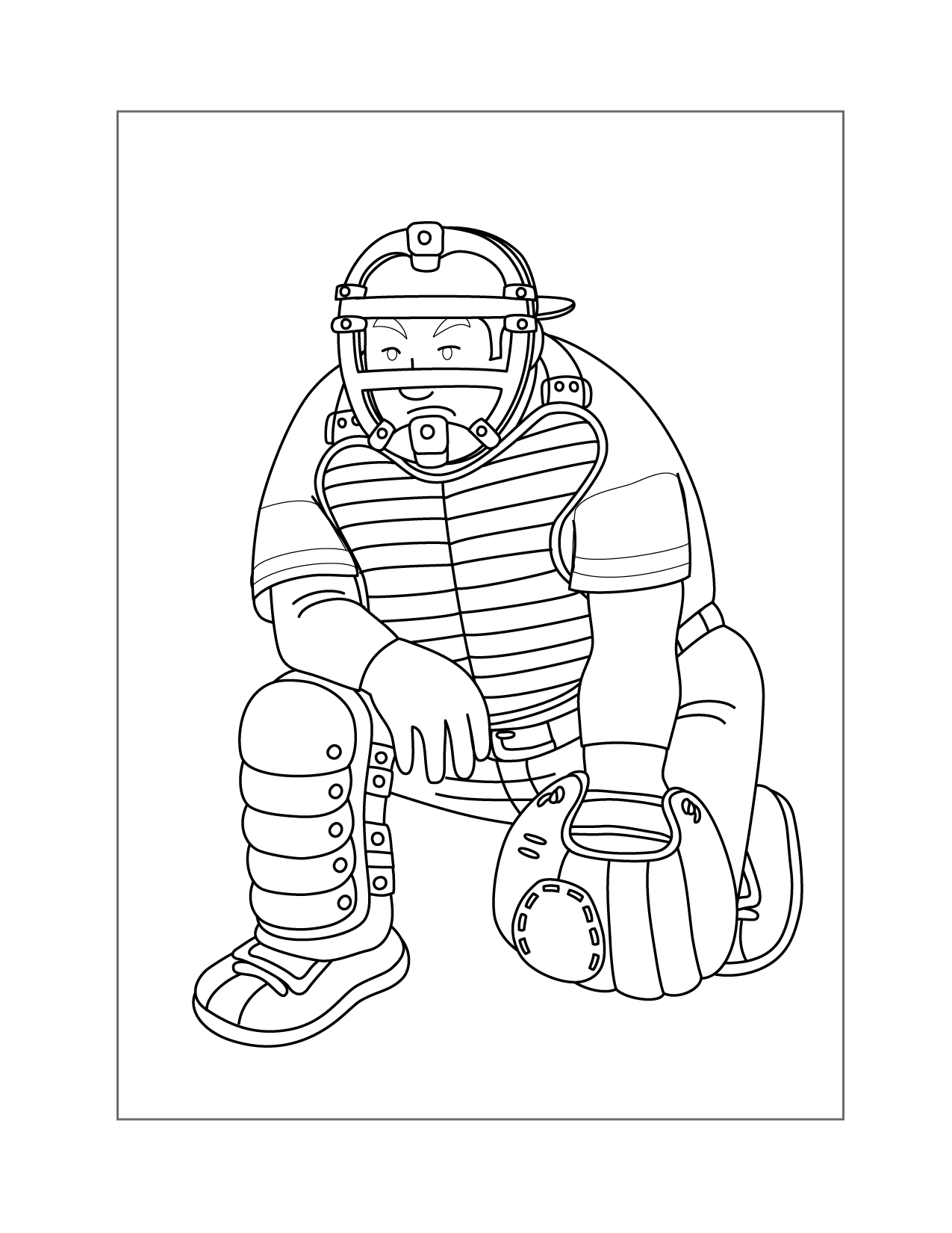 Baseball Catcher Coloring Page