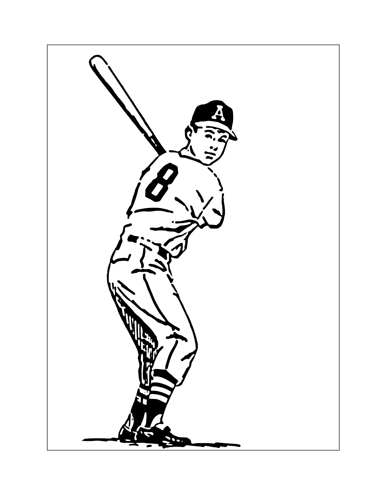 Baseball Player At Bat Coloring Page