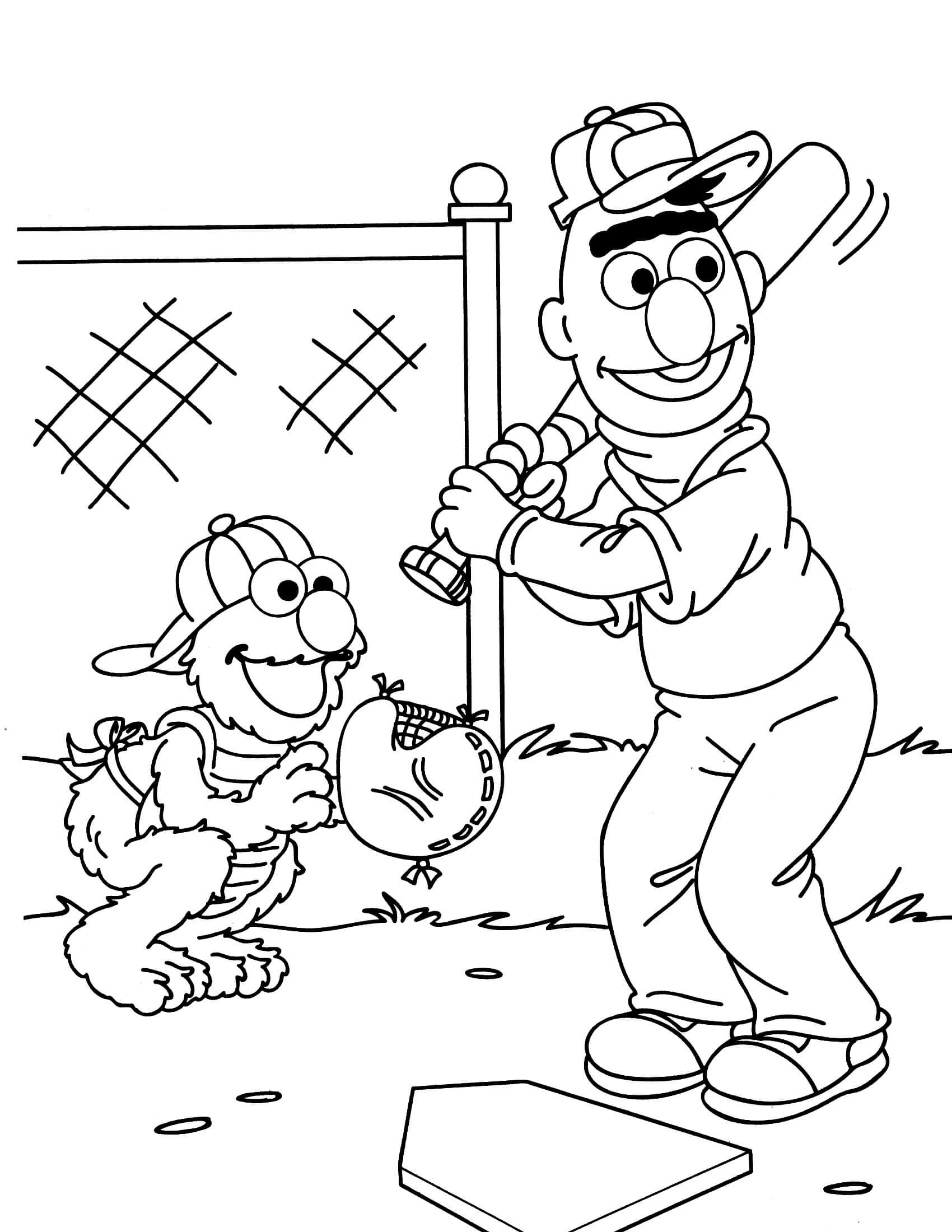 Baseball Sesame Street Coloring Pages