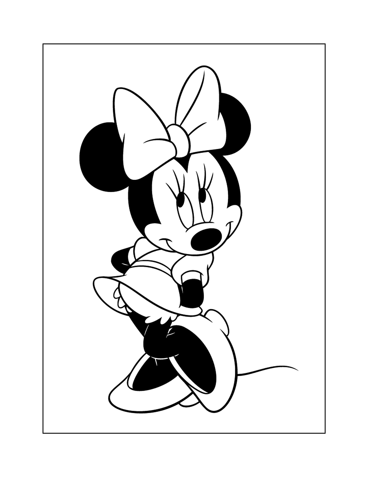 Bashful Minnie Mouse Coloring Page