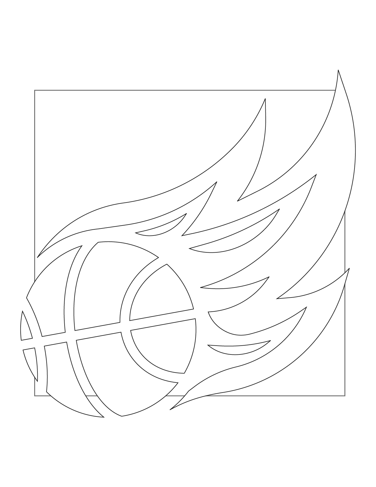 Basketball With Flames Coloring Page