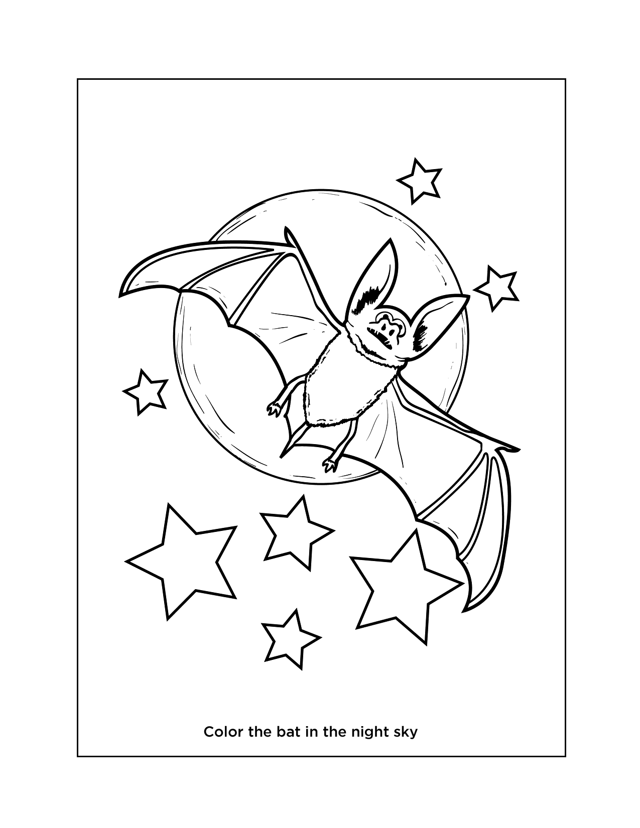 Bat In The Night Sky Coloring Page