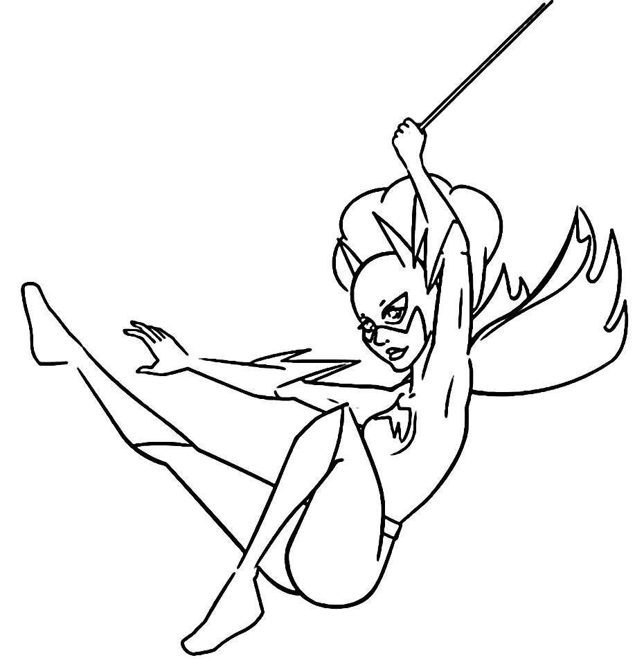 Batgirl Swinging Coloring Page