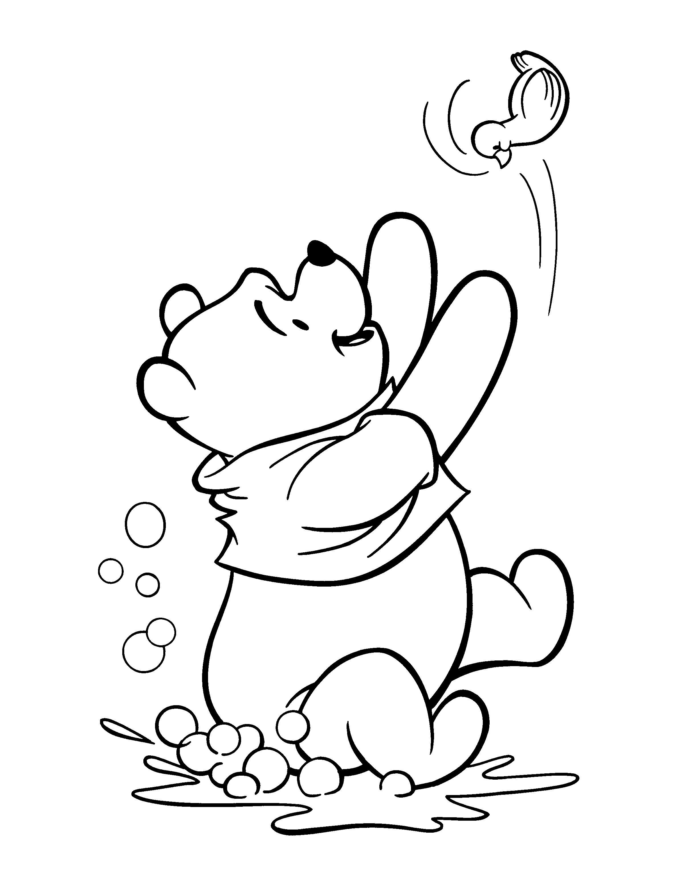 Bathtime Winnie the Pooh Coloring Pages