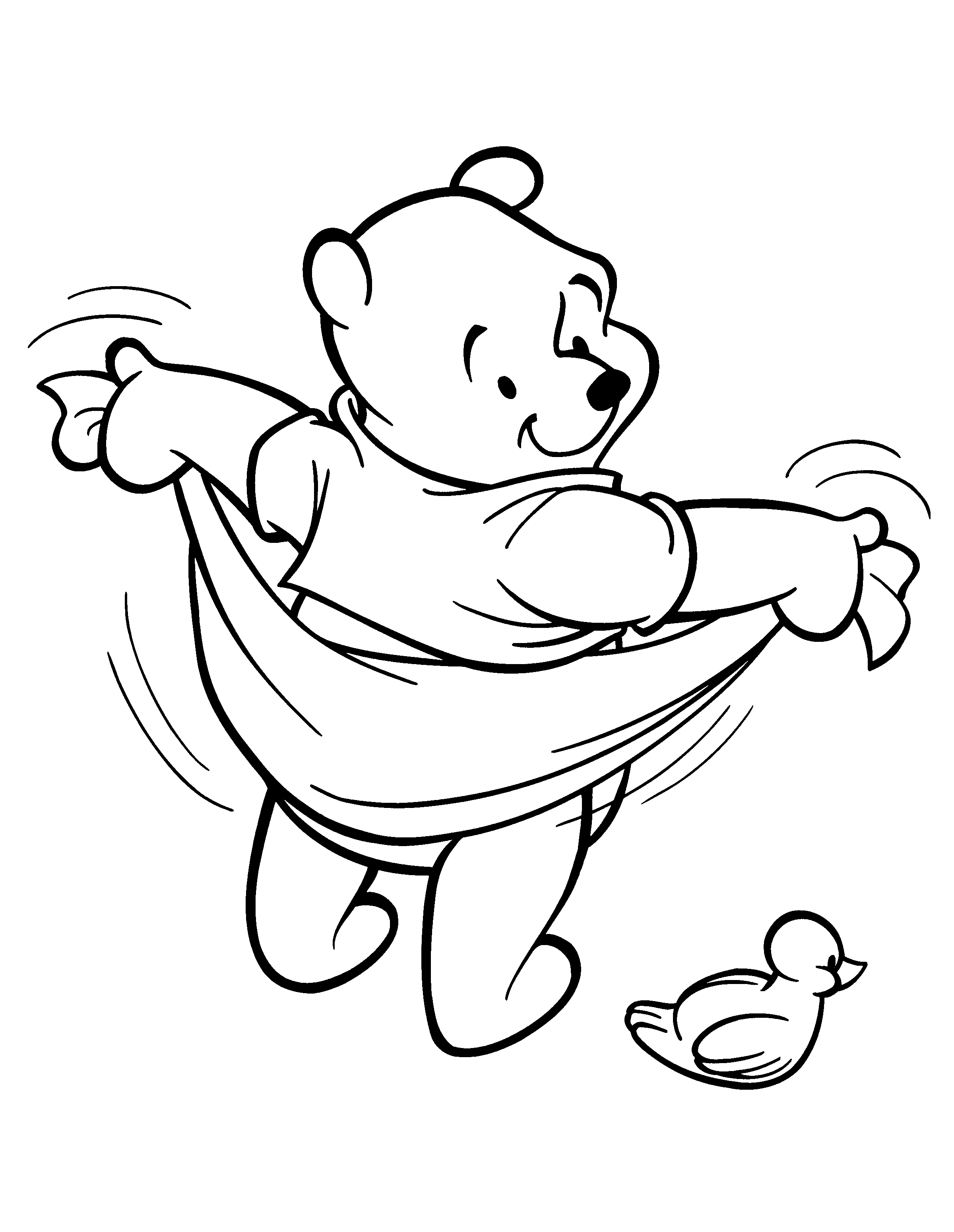 Bathtime Winnie the Pooh Drying Coloring Pages