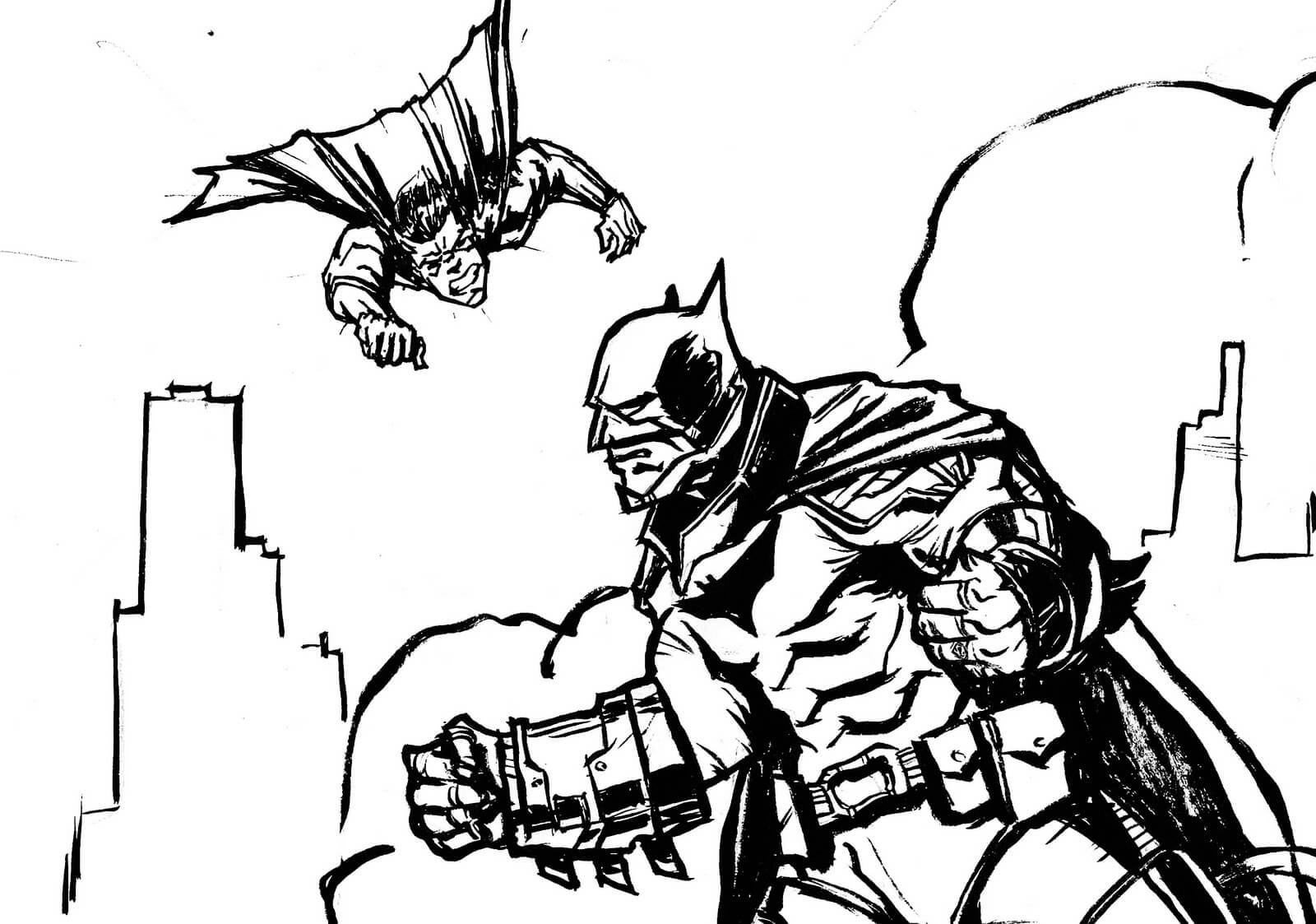 Batman Vs Superman Sketch Coloring Pages