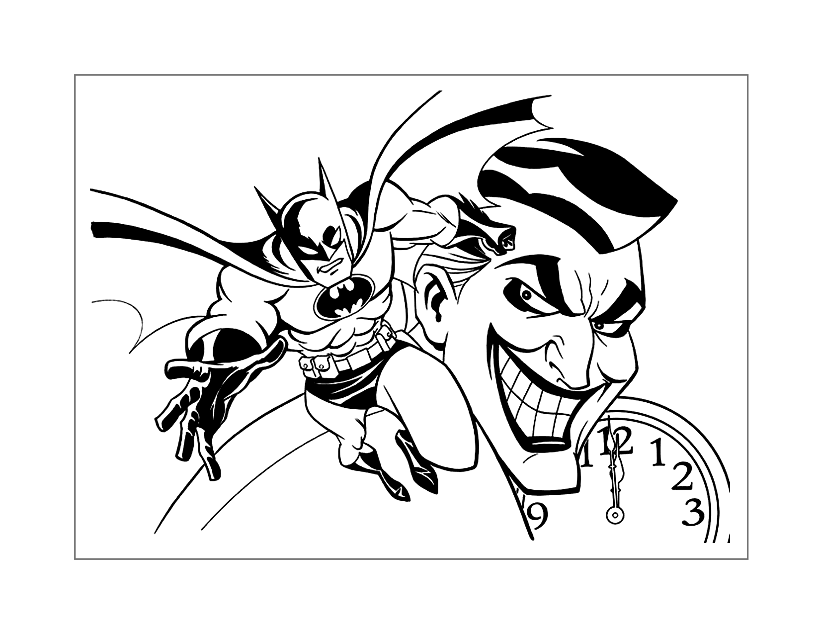 Batman And Joker Action Coloring Page