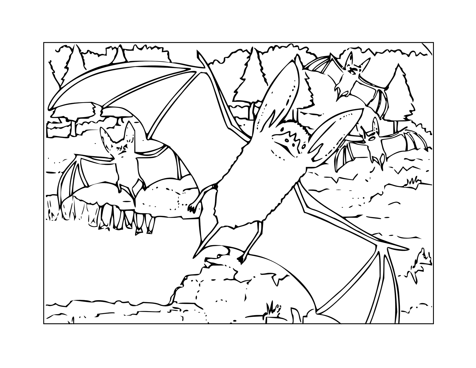 Bats In The Wild Coloring Page
