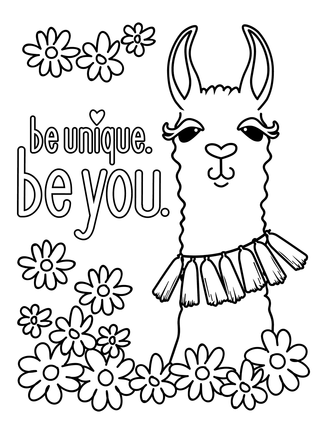 Be Unique Llama Coloring Page
