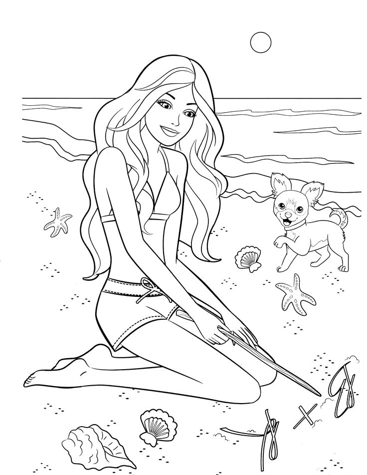 Beach Barbie Coloring Page Free