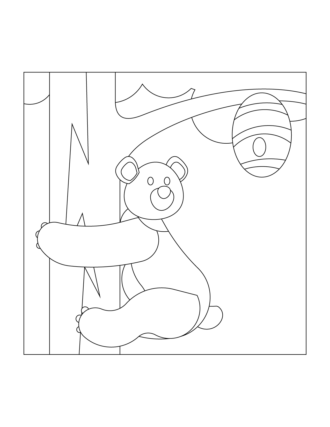 Bear Climbing Tree For Honey Coloring Page