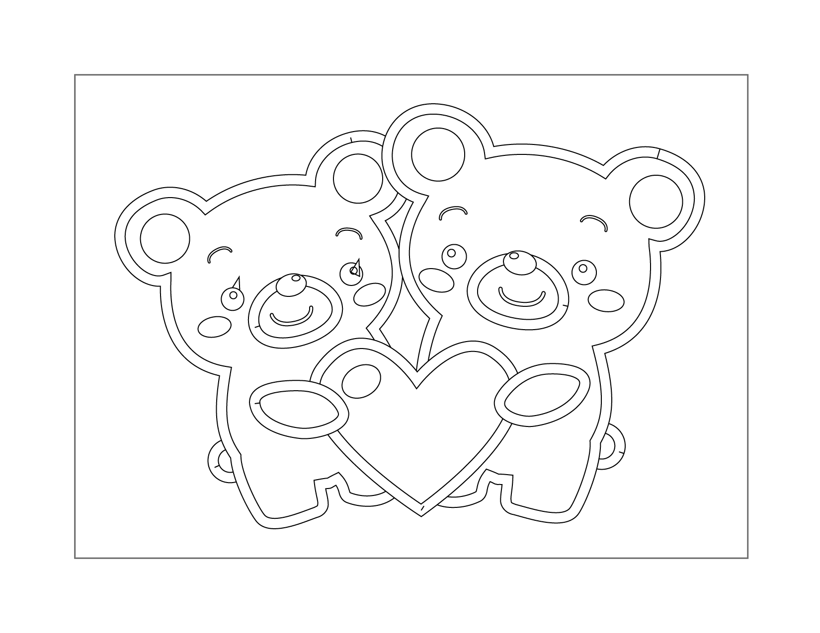 Bears In Love Coloring Page
