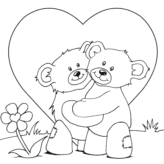 Bears in Love Coloring Page
