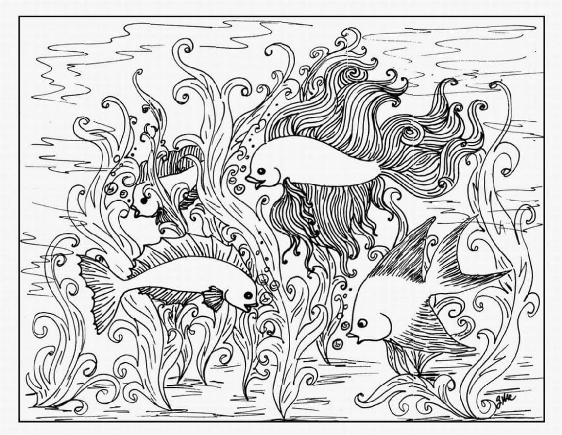 Beautiful Fish Coloring Page For Adults